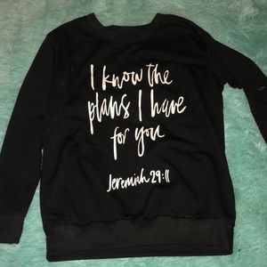 Thin sweater with bible verse